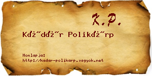 Kádár Polikárp névjegykártya
